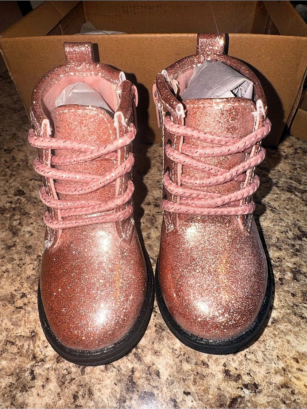 Lucky Brand Kristen Glitter Combat Boot Glitter Ankle Boots US 6 Toddler!
